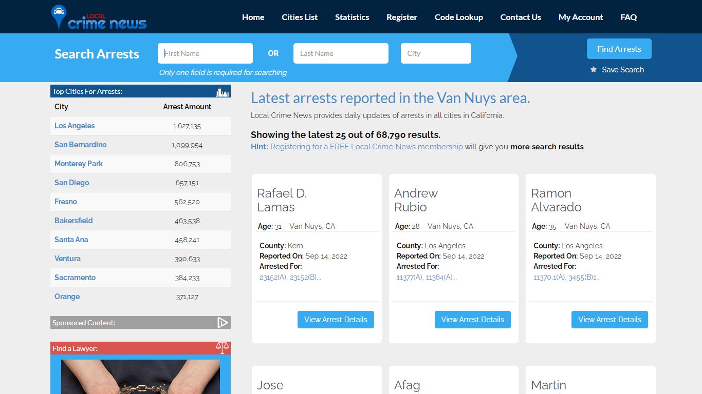 Van Nuys California Arrest Records | Local Crime News