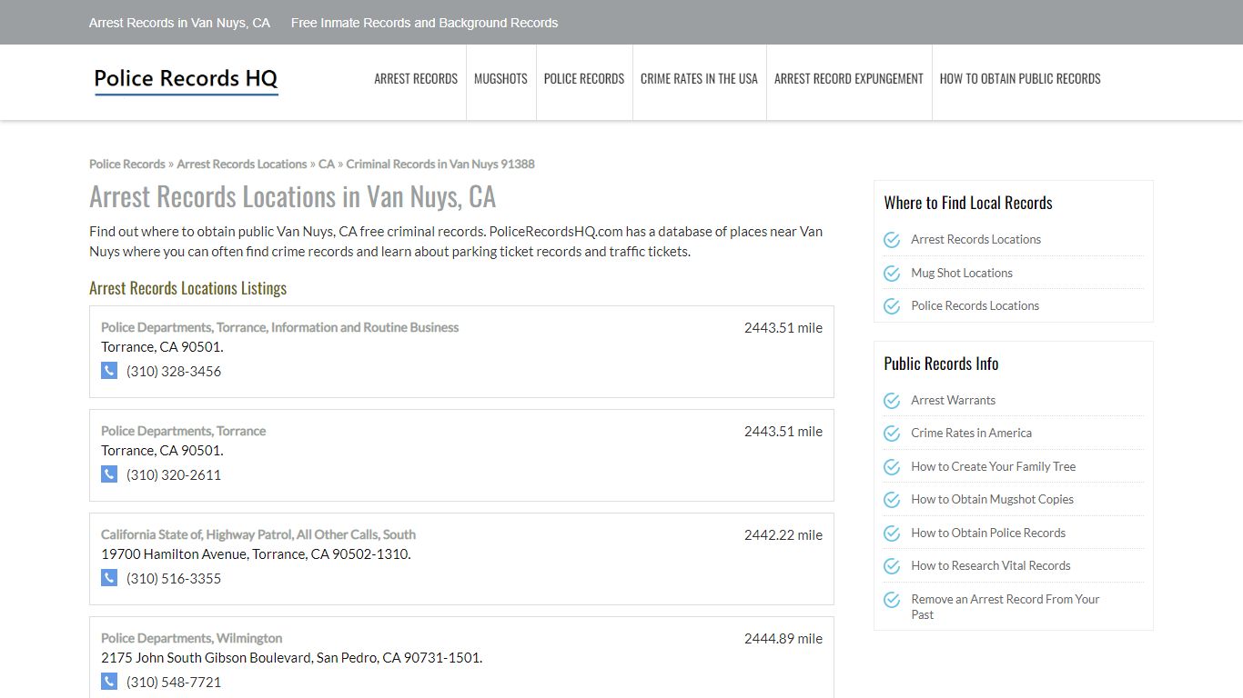 Arrest Records in Van Nuys, CA - Free Inmate Records and Background Records